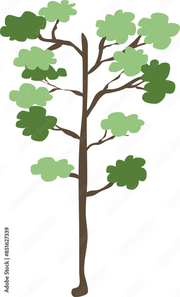 Fototapeta premium Drawing green tree isolated on white background. Vector Illustration.