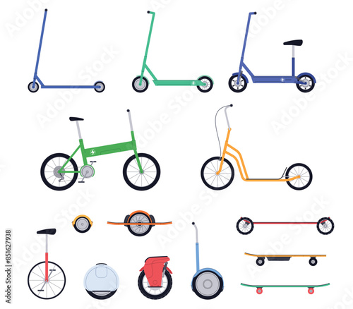 Gyroboard scooters segway. Urban eco-transport. Individual easy-to-carry personal transport. Vector illustration