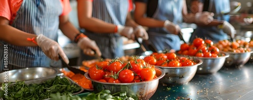 Healthy Meal Class for Teens with Fresh Ingredients and Culinary Tools on Cooking Table photo