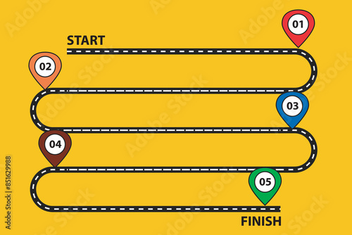 Vector infographic Roadmap timeline project to success 5 steps. for presentation business