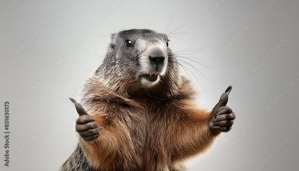 Thumbs Up Marmot Showing Approval Thumbs Up Marmot Showing Approval