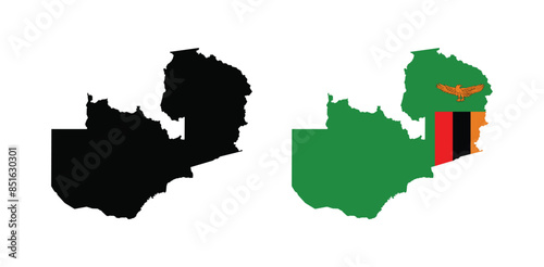 Vector Zambia Map. Map of Zambia with national Flag.

