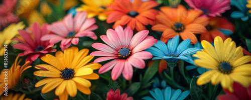 A bouquet of colorful flowers, their petals unfurling like works of art.