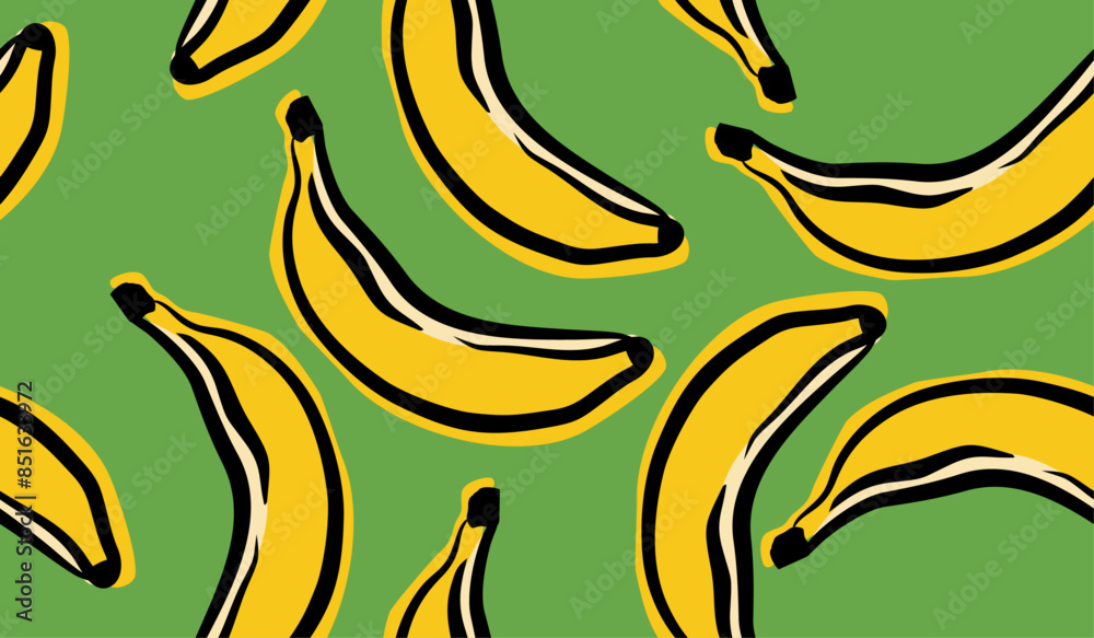 Obraz premium Cute banana fruits pattern background vector design
