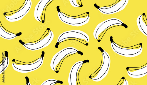 Cute banana fruits pattern background vector design