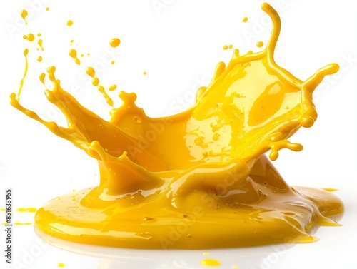 photo of Yellow color, Honey Mustard Sauce Splash isolated on white background