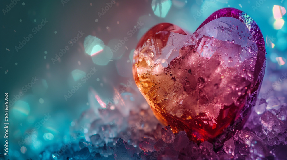 Crystal Red Heart Illustration Background Wallpaper