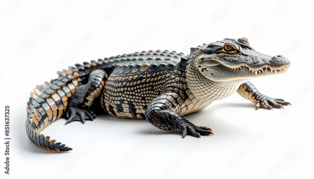 Naklejka premium photo of a crocodile isolated on white background