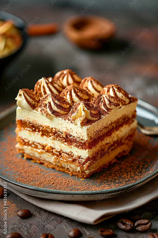 French Opera Cake with layers of almond sponge and coffee buttercream French Opera Cake with layers of almond sponge and coffee buttercream