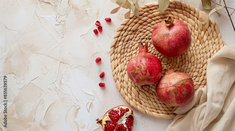 Boho decor with red pomegranate Boho decor with red pomegranate