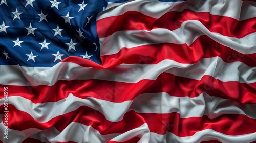 Highly detailed image of a textured American flag, with deep creases and vibrant colors representing the patriotic symbol