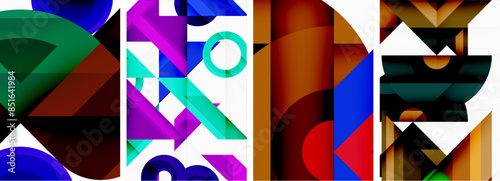 Triangle poster abstract background set for wallpaper, business card, cover, poster, banner, brochure, header, website