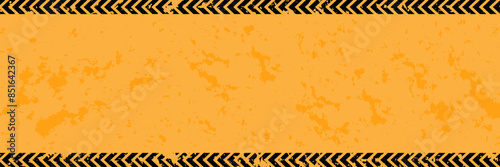 Yellow and black old grunge construction banner background