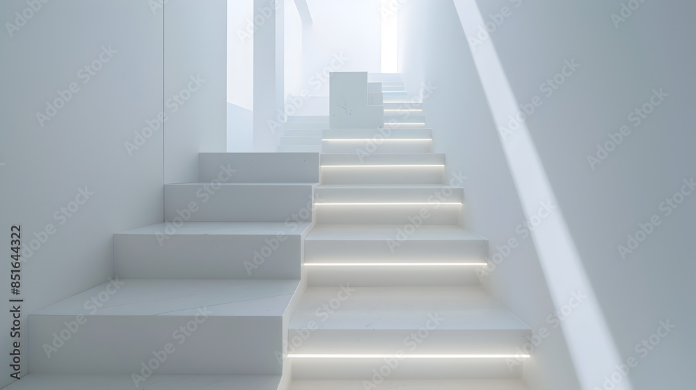 Modern Minimalist Staircase Symmetry in White Apartment Modern Minimalist Staircase Symmetry in White Apartment