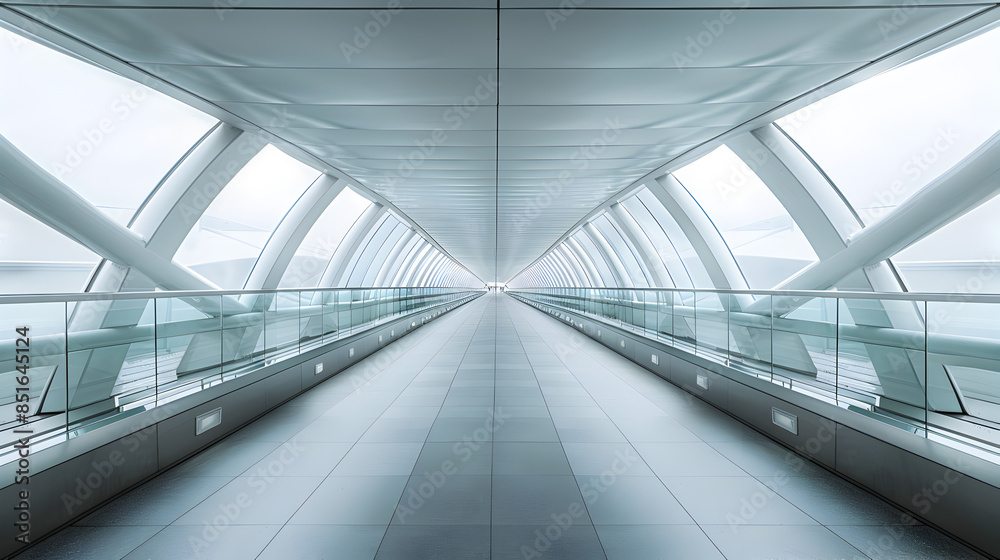 Symmetrical Elegance - Modern Pedestrian Bridge Design with Clean Lines and Openness