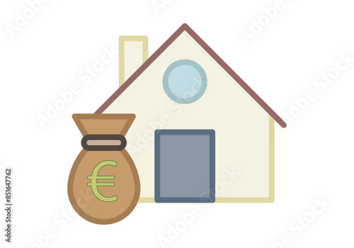 Casa o vivienda con saco de euros por compra o alquiler