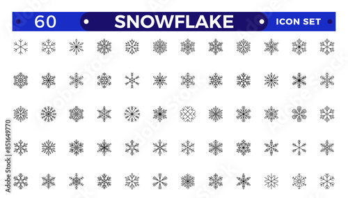 snowflakes outline icon set such as pack of simple snowflake, snowflake winter, snowflake, icons for report, presentation, diagram, web design