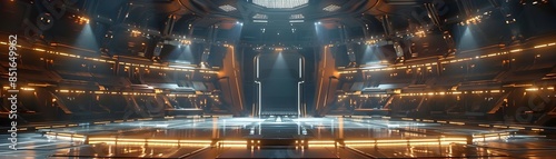 Futuristic Gladiatorial Arena Robots Clash for Philosophical Dominance