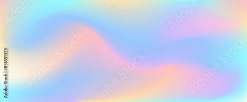 Hologram rainbow colors liquid background. Unicorn pastel gradient. Vector holographic iridescent wallpaper. Horizontal unicorn fantasy fluid backdrop. Blurred holo spectrum mash gradient. Tie dye bg