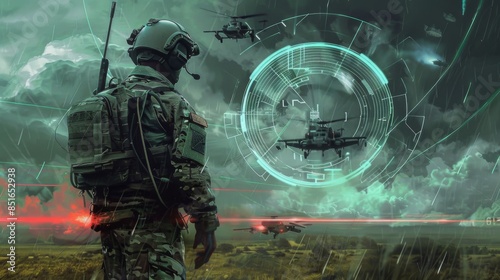 Wallpaper Mural Digitally simulated electronic warfare tactics, highlighting the sophistication of modern military strategies in high tech style Torontodigital.ca