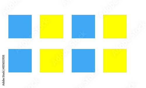 blue and yellow squares in a row