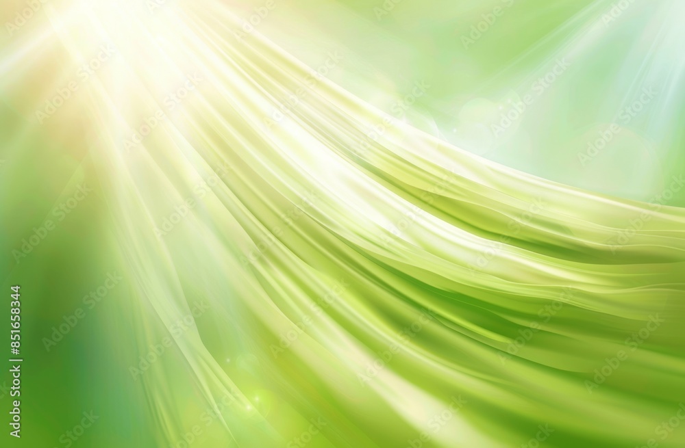 Obraz premium Blurred green background with sun rays, dynamic speed effect