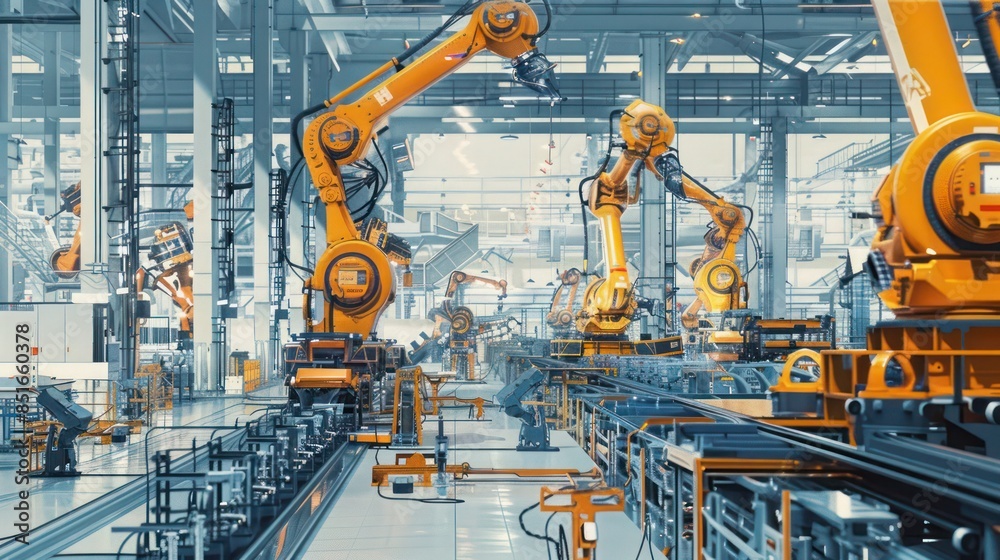 Technical drawings of an advanced manufacturing plant with robotic assembly lines Technical drawings of an advanced manufacturing plant with robotic assembly lines