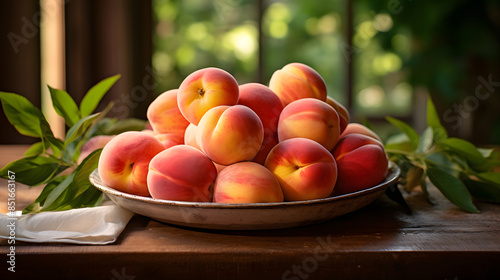 Peach fresh fruit vegetable food photography white background poster  photo