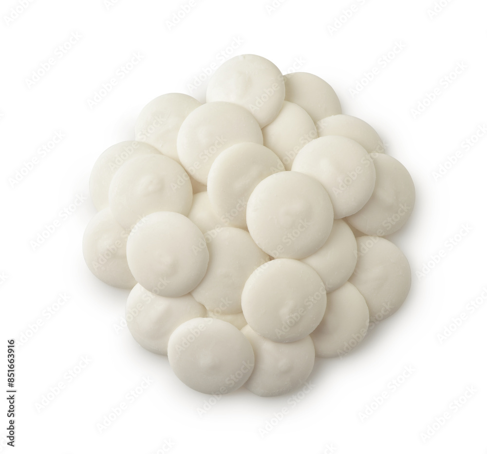 Top view of white chocolate buttons