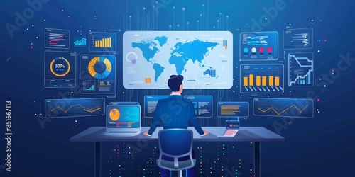 Wallpaper Mural Businessman Using Tablet with Digital Network Interface for Analyzing 5G Network Growth and Innovation on a Blue Background for High-Resolution AI-Generated Wallpape Torontodigital.ca