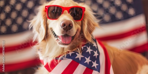 Patriotic Golden Retriever Celebrates Fourth of July