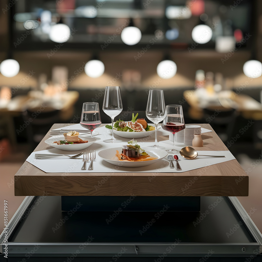 Fototapeta premium restaurant table in restaurant