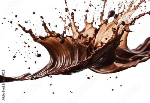 Chocolate wave splash on white background