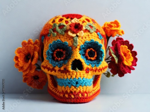 Sugar Skull calendula Dead holiday Mexico bones