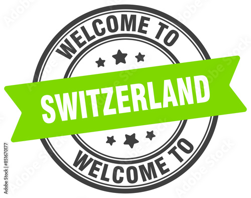 Welcome to Switzerland stamp. Switzerland round sign