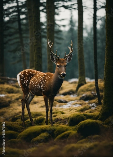 Plakat deer in the woods