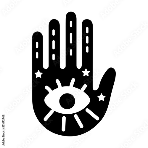 Easy to edit solid icon of palmistry 