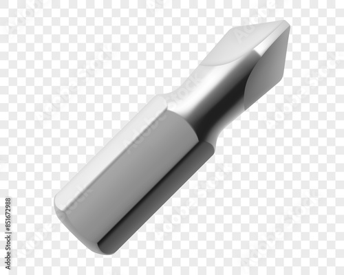 Screwdriver bit isolated on a white background. Realistic 3d vector illustration. Isometric metal bits for screwdriver. Hand tools for repair and construction. Bits for bolts and screws