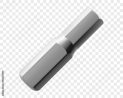 Hexagon screwdriver bit isolated on a white background. Realistic 3d vector illustration. Isometric metal bits for screwdriver. Hand tools for repair and construction. Bits for bolts and screws