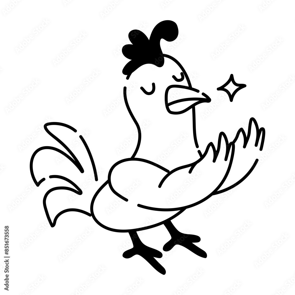 Chicken doing calmness gesture, doodle icon Chicken doing calmness gesture, doodle icon