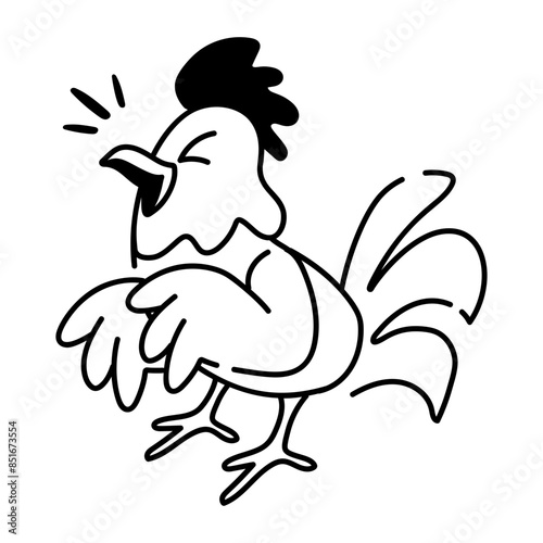 Grab this doodle icon of a sneezing chicken 