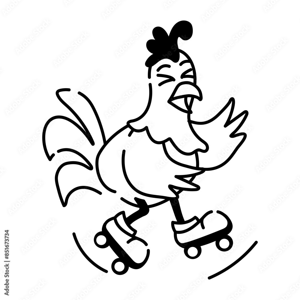 Download this doodle icon of roller skating chicken Download this doodle icon of roller skating chicken