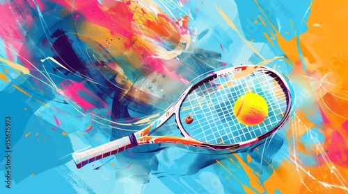 Wallpaper Mural Tennis. Colorful abstract tennis background. Sports poster illustration Torontodigital.ca