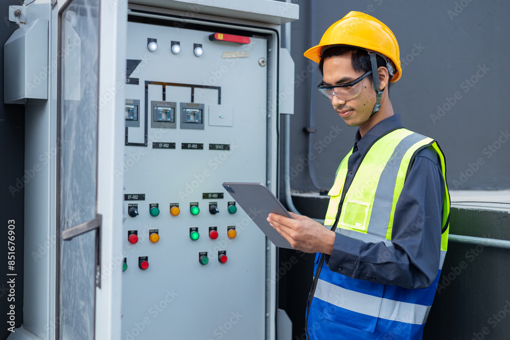 Engineer checks MDB, AMCC, AHU cabinet status, link to control room. Engineer checks MDB, AMCC, AHU cabinet status, link to control room.