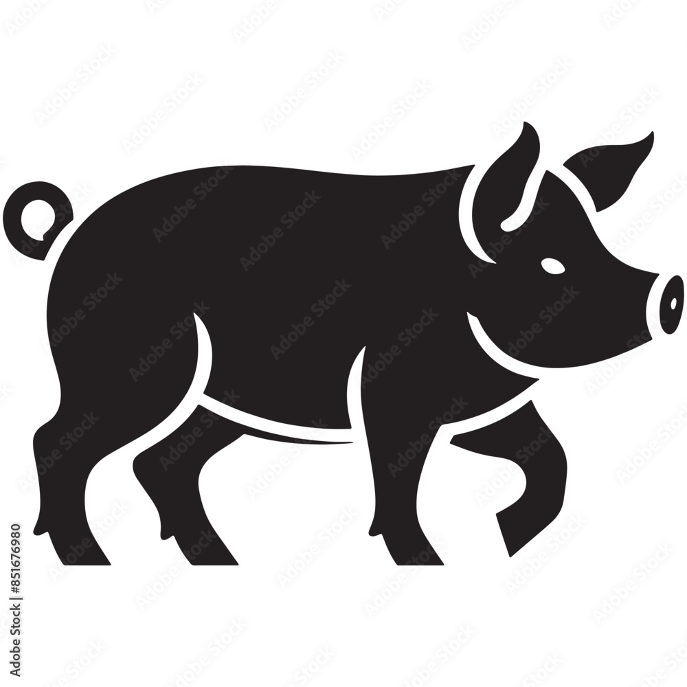 Pig Silhouette Vector Illustration White Background Pig Silhouette Vector Illustration White Background