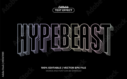 Hypebeast Holographic Streetwear Urban Editable Text Effect, Editable Font Style Premium Vector