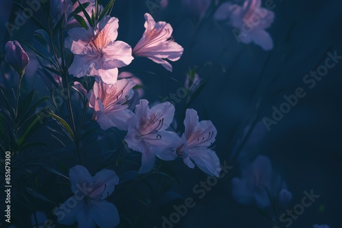 Delicate Pink Blooms Against a Dark Background