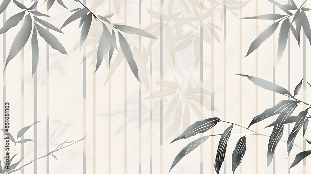 Lush Bamboo Leaves Against Serene Wooden Background with Natural Patterns and Textures Lush Bamboo Leaves Against Serene Wooden Background with Natural Patterns and Textures