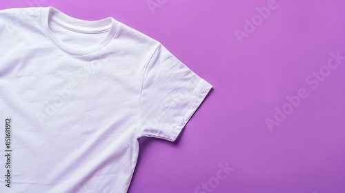 Blank White T-Shirt Mockup on Minimal Purple Background