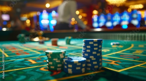 Casino Roulette Table Chips photo